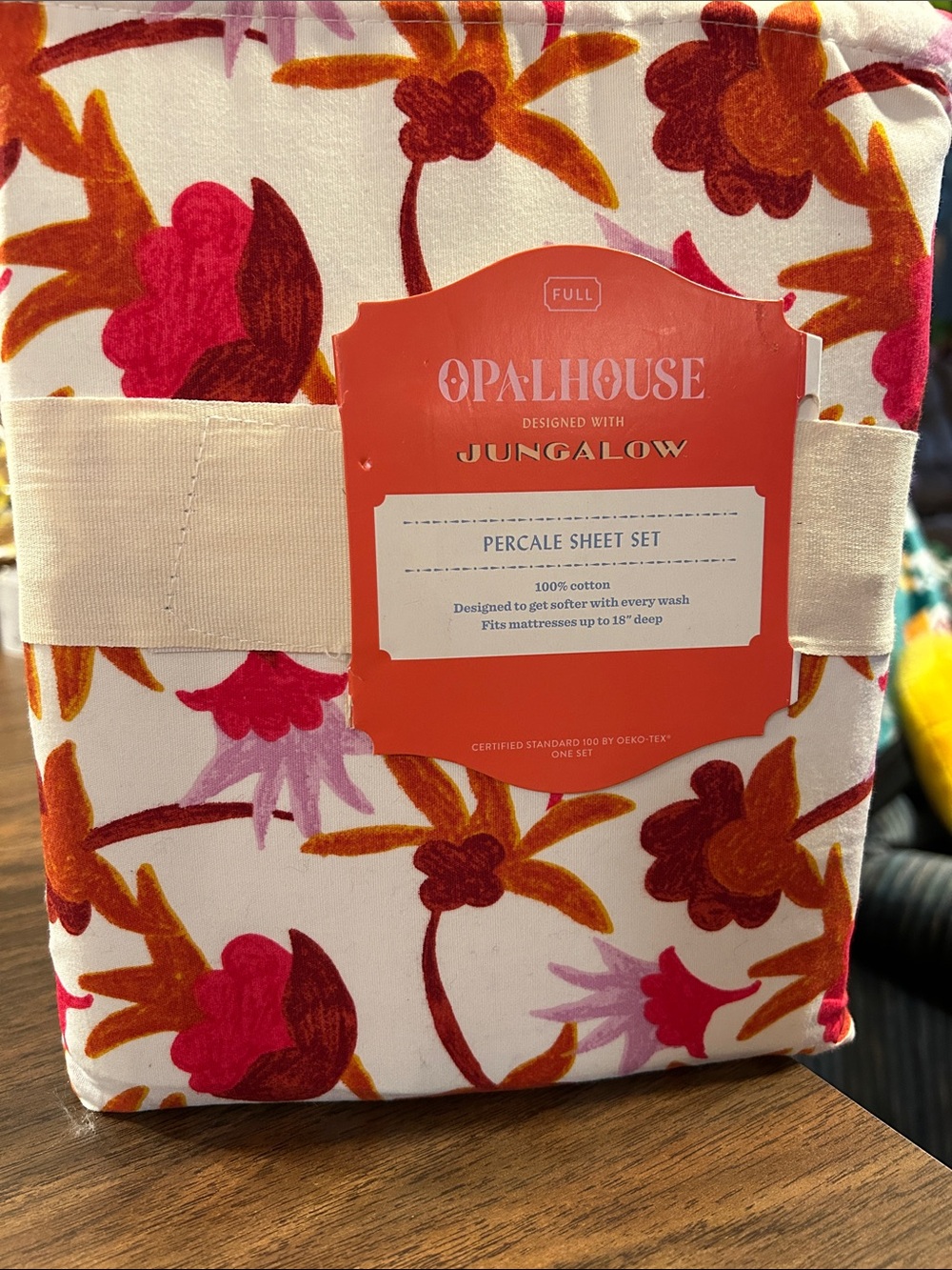 Opalhouse Floral Percale Sheet Set in Pink, Orange and Cream